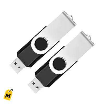 2 USB 64GB Flash Drive USB 2.0 Giratorio Negro - Paquete Doble