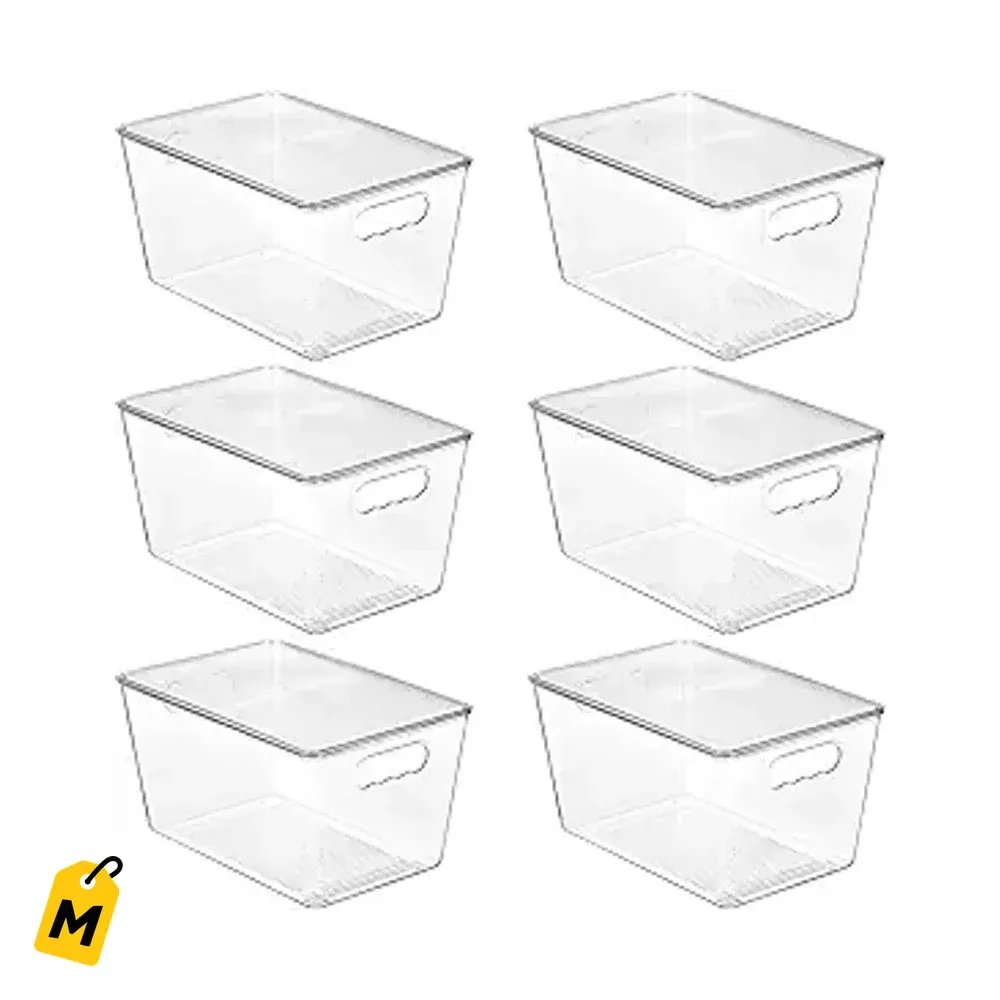 6 Gavetas Organizadoras Transparentes Apilables con Tapa y Asa para Tu Casa