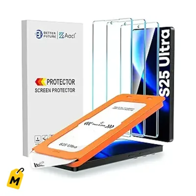 Kit 3 Protectores Pantalla Samsung S25 Ultra Cristal Templado 9H HD Anti-Aranazos