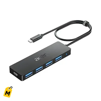 Acer Hub USB C 4 Puertos USB 3.0 Pa Laptop PC y Escritorio Conecta mas rapido