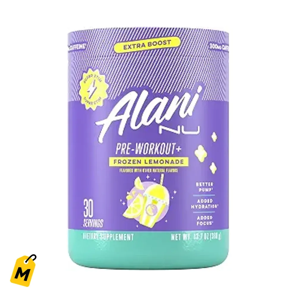 Alani Nu Pre-Entreno+ Polvo Limonada Congelada, Energia Extra, Sin Azucar, 300mg Cafeina,