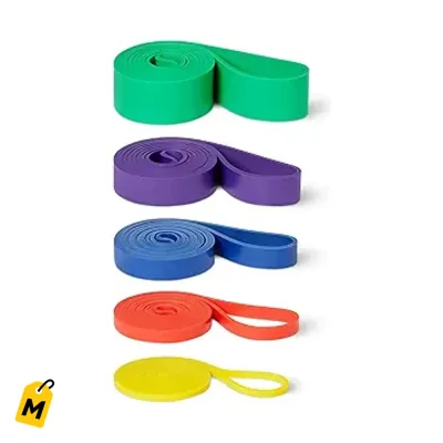 Amazon Basics Bandas de Resistencia Set de 5 Pa Entrenar en Casa o el Gym