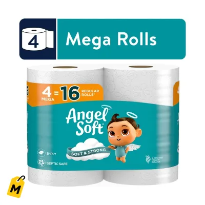 Angel Soft Papel Higienico Mega Roll, Caja de 12 Unidades