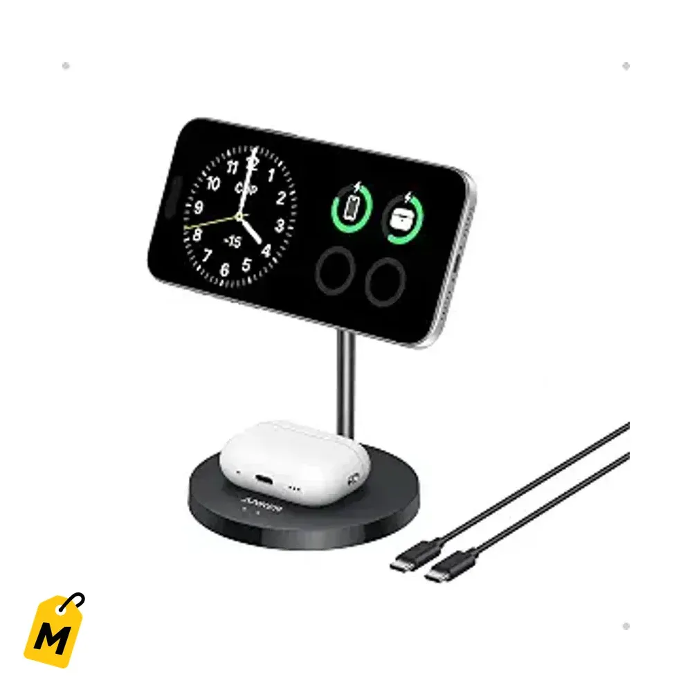 Anker MagGo 2 en 1: Carga Inalambrica Qi2 15W pa tu iPhone y AirPods