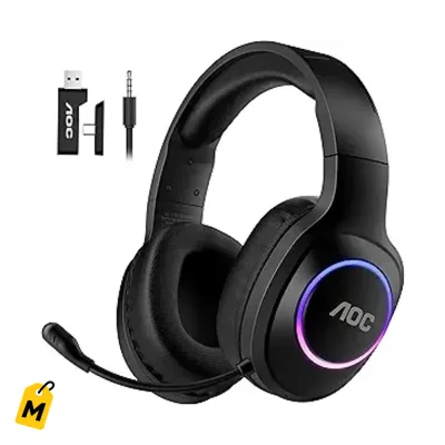 AOC Audifonos Gamer Inalambricos Negro Multiplataforma Bluetooth Microfono Nitido