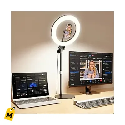 Aro de Luz 10.5 Pulgadas Pa Videos Streaming Zoom y Escritorio Con Soporte Celular