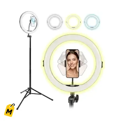 Aro de Luz LED 11 Pulg 12W con Tripode y Soporte Celular pa tus Videos y TikTok