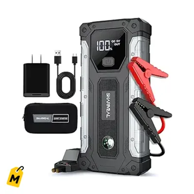 Arrancador Sharmeal 6000A: No te quedes a pie! Pa' carros y guaguas, con luz LED