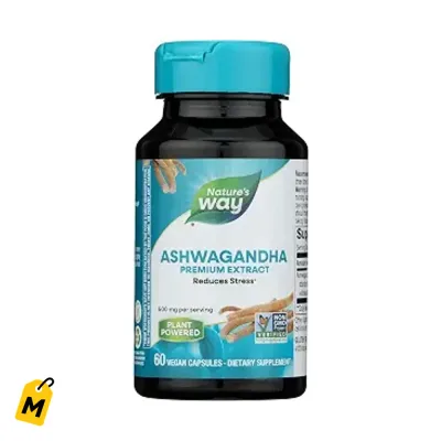 Ashwagandha Nature's Way: Reduce el estres, extracto de primera, vegano, 60 capsulas