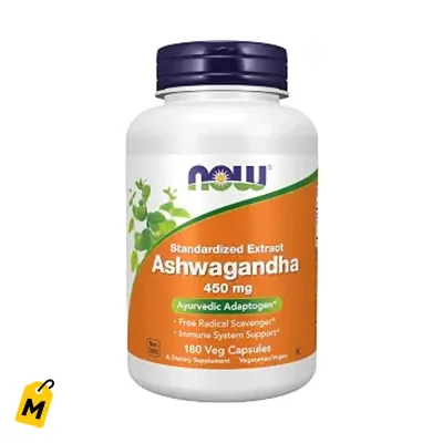 Ashwagandha NOW Foods 450mg - 180 Capsulas Veganas - Pa Manejar el Estres