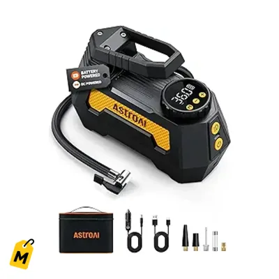 AstroAI H2 Pro Inflador de Gomas Portatil Doble Poder Digital para Carro Moto Bici