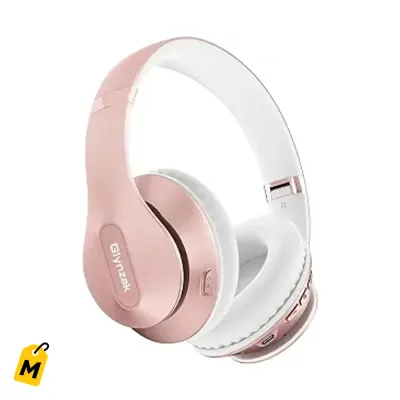 Audifonos Bluetooth Glynzak Over Ear 65H Bateria Sonido Nitido Microfono 6EQ Oro Rosado