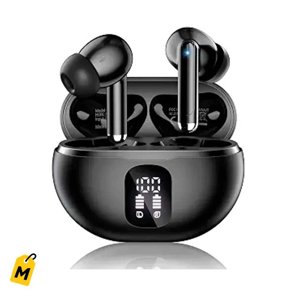 Audifonos Inalambricos Bluetooth 5.4 Sonido Jevi Cancelacion Ruido Pantalla LED IP7 Negro