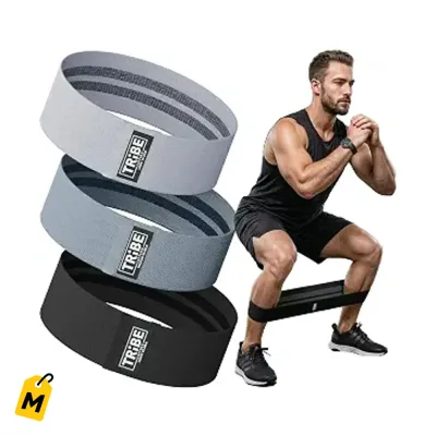 Bandas de Resistencia de Tela 3-Pack para Piernas y Gluteos - Agarre Firme, 3 Niveles