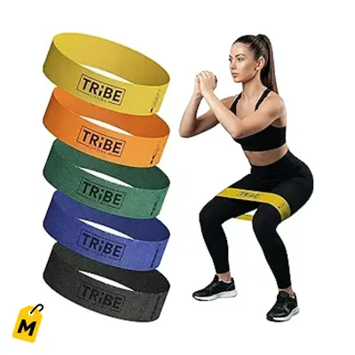 Bandas de Resistencia Tribe pa Piernas y Gluteos - Set de 5 Ligas de Tela Gruesa