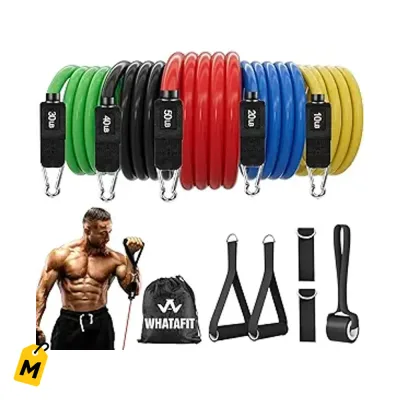 Bandas Resistencia WHATAFIT 5 Niveles pa Entrenar Duro en Casa o Viaje - Latex Natural