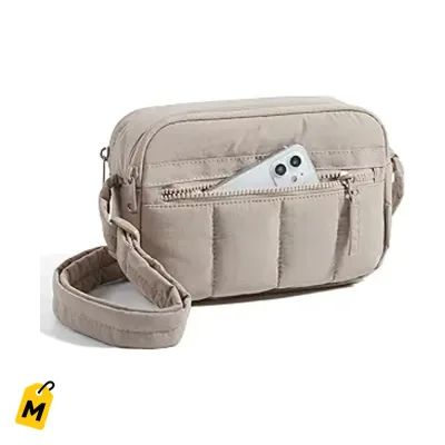Bandolera BAGSMART Acolchada RFID para Mujer Marron - Pa Viajar y el Dia a Dia