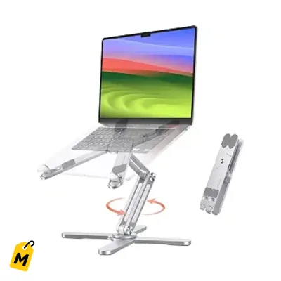 Base OMOTON LA10 para Laptop Giratoria 360 Ergonomica Plegable Ajustable Plata