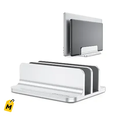 OMOTON Soporte Vertical Doble Pa Laptop - Plata - Organiza tu Escritorio
