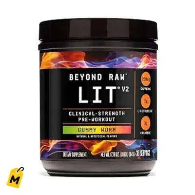 BEYOND RAW LIT V2 Pre Entreno Gomita Gusano 30 Servicios - Energia, Bomba Muscular, Hidrat