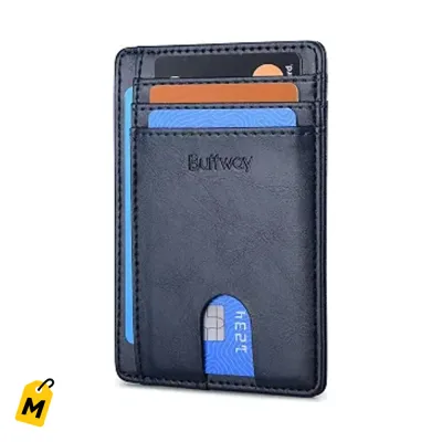 Billetera Buffway Fina Anti RFID Bolsillo Hombre Mujer Azul Alaska