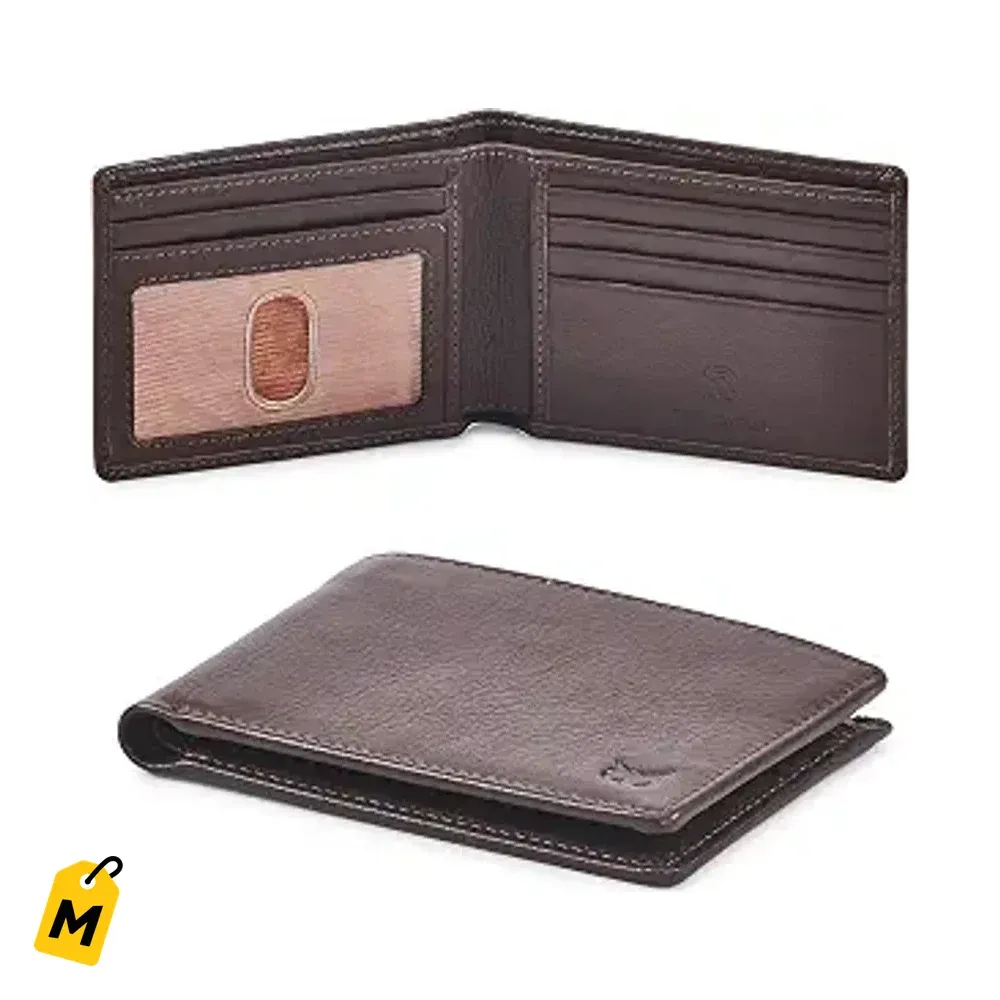 Billetera de Cuero Genuino pa Hombre RFID Fina y Elegante con ID