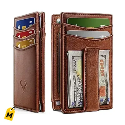 Billetera Fina BULLIANT Piel Genuina Cierre Magnetico RFID Pa Hombres Bolsillo Delantero