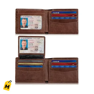 Billetera SERMAN BRANDS pa hombre, doble, con 2 espacios pa ID y proteccion RFID