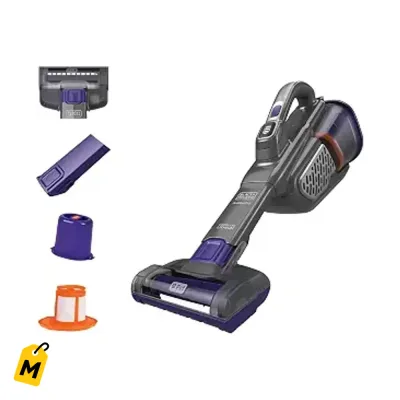 BLACK+DECKER Furbuster Aspiradora de Mano Potente Sin Cable Pelo Mascota Casa Carro