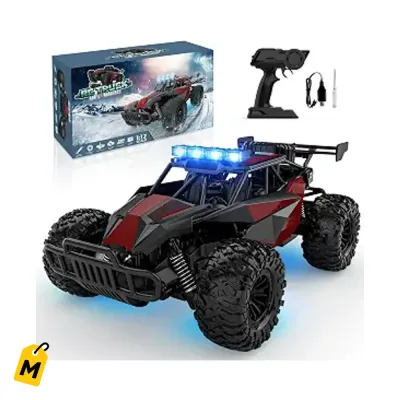 BLUEJAY Carro RC Monster Off Road 33KM/H con Luces LED y Doble Bateria Recargable