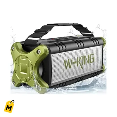 Bocina W-KING Bluetooth 90W Portatil Duro Bajo Profundo Flota Agua 40H Bateria