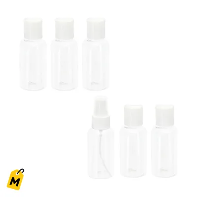 Set de 3 Botellas Plasticas Pa Viajar Comodo y Sin Regueros