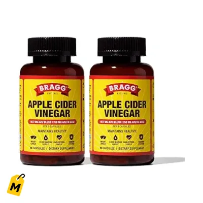 Bragg Vinagre Manzana Capsulas - Bienestar Diario Vitamina D y Zinc - Doble Pack