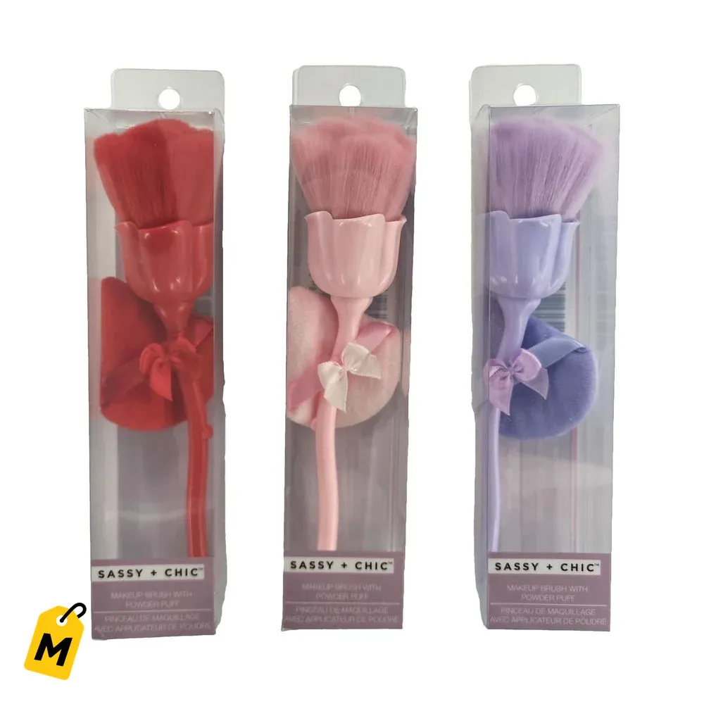 Brocha de Maquillaje Floral Sassy + Chic con Borla, Varios Colores 1