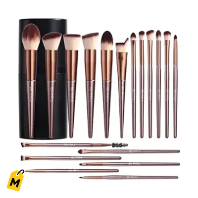 BS-MALL Brochas Maquillaje Profesional 18 Pzas con Estuche - Pa Principiantes y Pros.