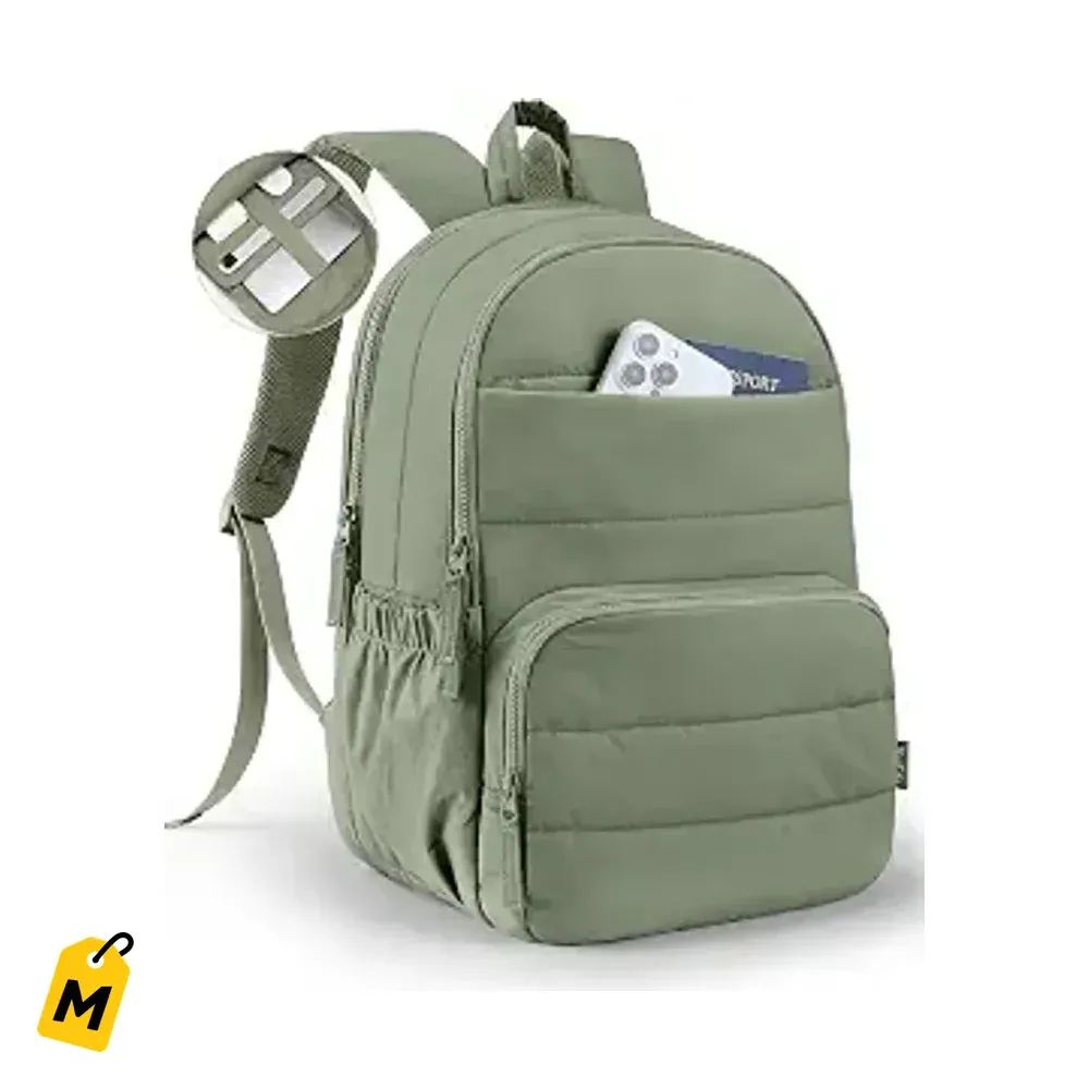 Bulto Uselike de Viaje y Laptop 15.6 pa Mujer, Acolchado, Chulo y Resistente (Verde Salvia