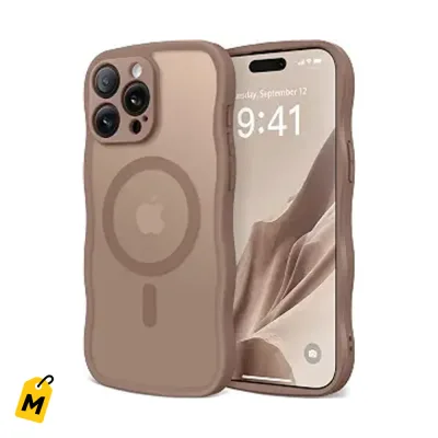 Forro CAPRARO iPhone 15 Pro Marron MagSafe Borde Ola Proteccion Extrema