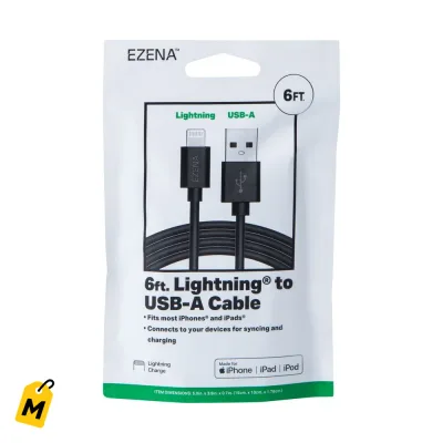Cable Ezena Lighting a USB-A 6 pies Carga y sincroniza tus equipos