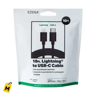 Cable Ezena Lighting a USB-C de 10 pies Carga Rapida para iPhone y iPad