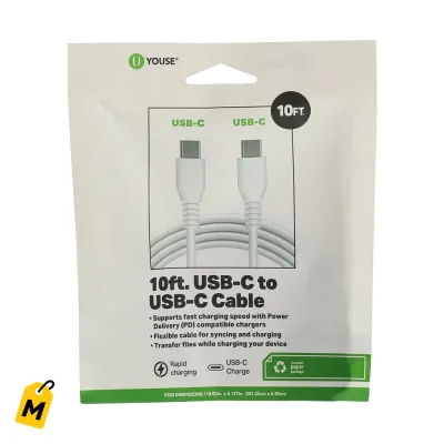 Cable USB-C a USB-C 10 pies - Carga rapida y sincronizacion