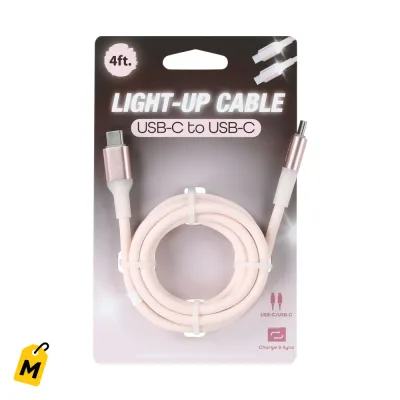 Cable USB-C a USB-C con Luz LED 4 Pies Pa Cargar Bacano