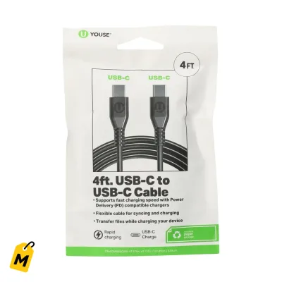 Cable USB-C a USB-C de 4 pies - Carga y Sincroniza Veloz