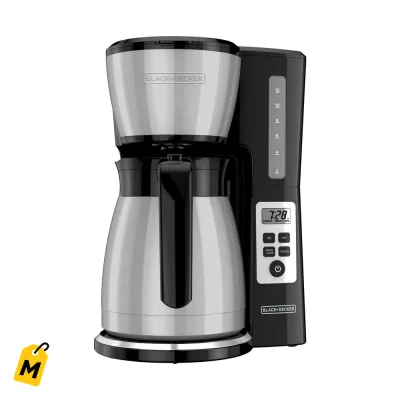Cafetera BLACK+DECKER 12 Tazas Termica Programable VORTEX Negro/Acero