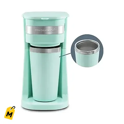 Cafetera Personal Elite Gourmet Menta con Taza Termica y Filtro Reusable