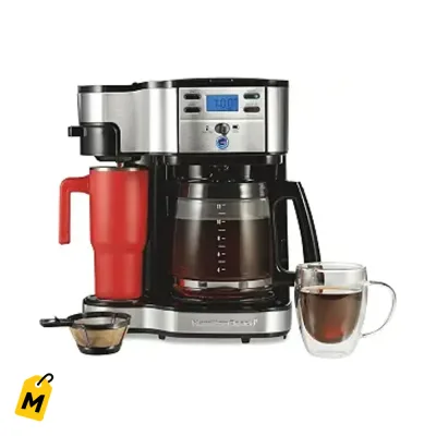 Cafetera Hamilton Beach 2 en 1 Programable 12 Tazas y Taza Individual Negra