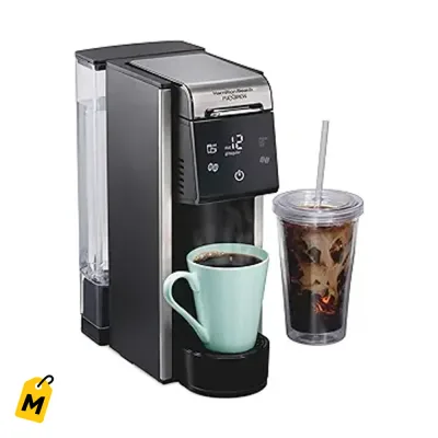 Cafetera Hamilton Beach FlexBrew 4 en 1 para cafe caliente y frio, usa capsulas y molido