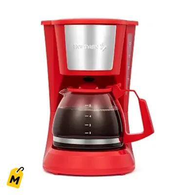 Cafetera Holstein 5 Tazas Roja Pausa Auto Filtro Reusable Facil de Usar