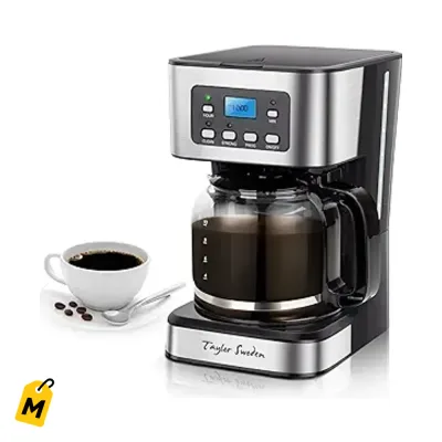 Cafetera Programable Taylor Swoden 12 Tazas Pa Tu Casa u Oficina Brew Fuerte o Regular
