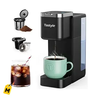 Cafetera Tastyle: Cafe Caliente o Frio, K-Cup y Molido, Compacta, Tanque 40oz