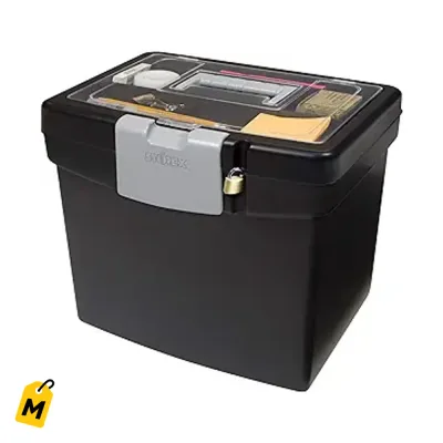 Caja Organizadora Storex Negra Tapa Clara Para Archivos Y Documentos